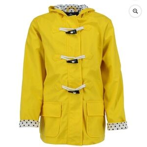 15 Apparel Kid's Yellow Hooded Rain Slicker Jacket with Toggle Sz Youth (12-14)